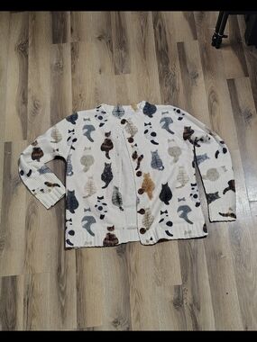 Ladies S/M Cottagecore Farmhouse Cute Cat Cardigan